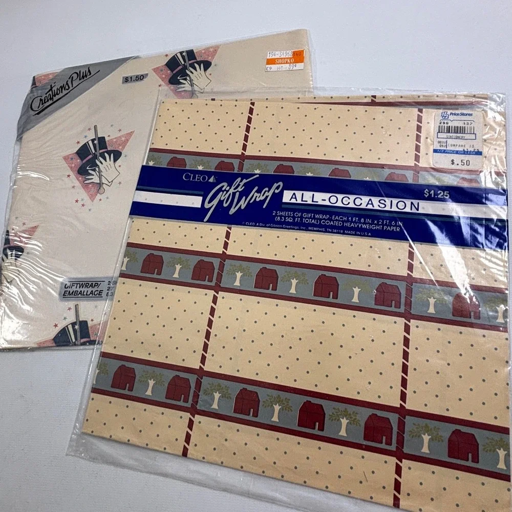 Vintage Gift Wrap Lot 14 Backs Birthday Wedding Baby Shower Avon Cleo Artfare